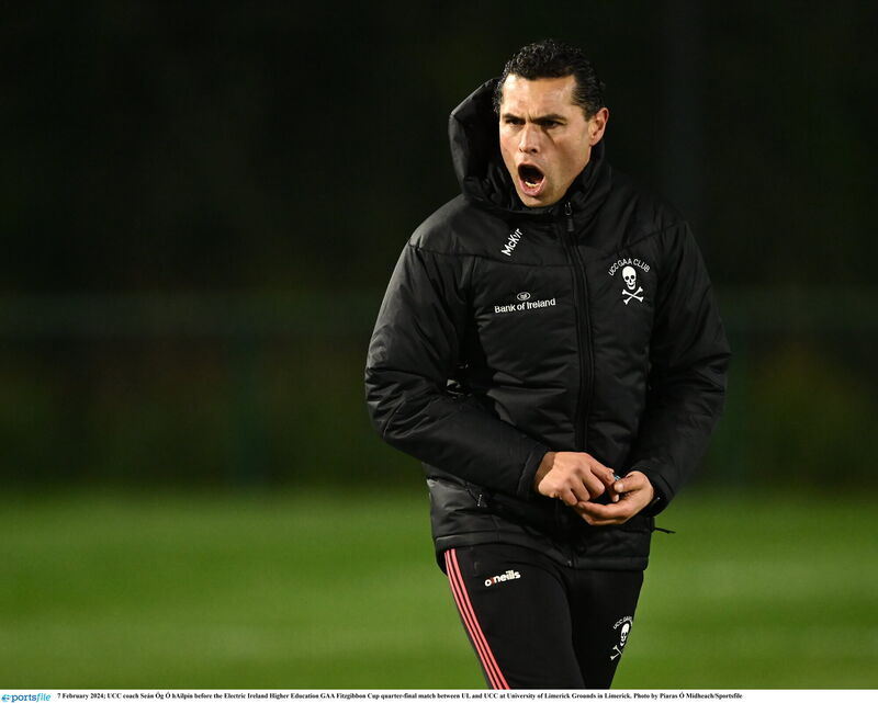 UCC coach Seán Óg Ó hAilpín before the Electric Ireland Higher Education GAA Fitzgibbon Cup quarter-final match between UL and UCC at University of Limerick Grounds in Limerick. Photo by Piaras Ó Mídheach/Sportsfile UCC coach Seán Óg Ó hAilpín before the Electric Ireland Higher Education GAA Fitzgibbon Cup quarter-final match between UL and UCC at University of Limerick Grounds in Limerick. Photo by Piaras Ó Mídheach/Sportsfile