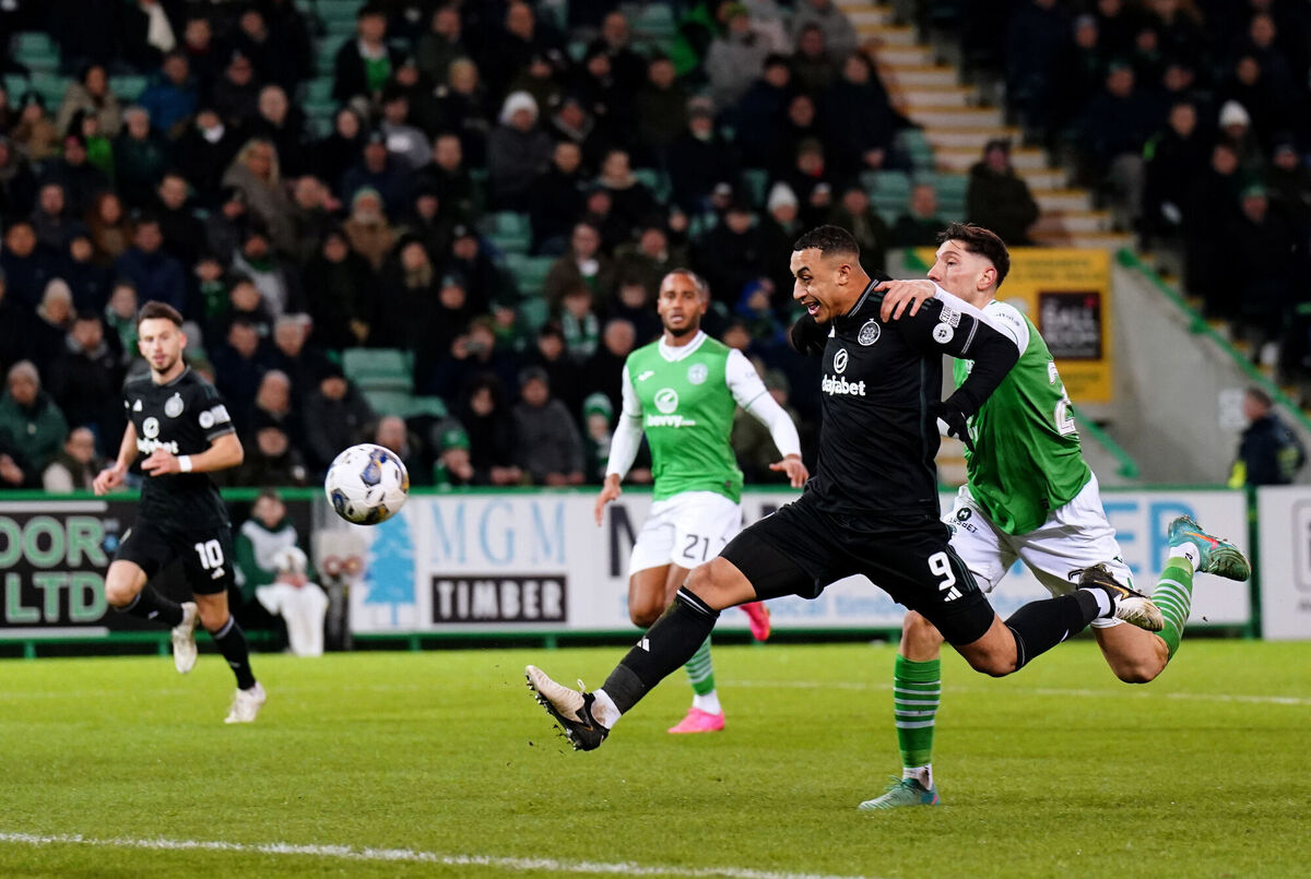 Celtic's Adam Idah attempts a shot on goal. Picture: Jane Barlow/PA Wire.