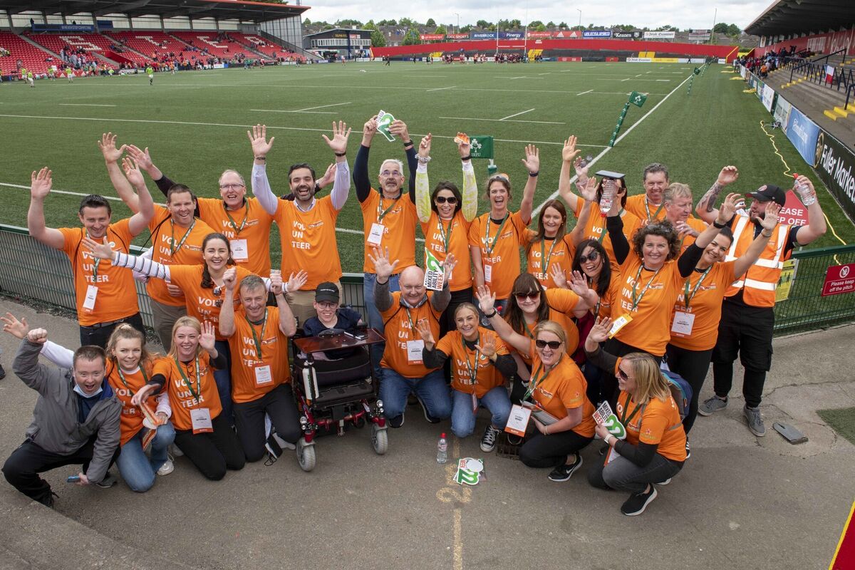 Cork's Joanne O'Riordan with Heineken Ireland volunteers and the launch of the International Mixed Ability Rugby Tournament at Musgrave Park in 2022. Picture: Brian Lougheed