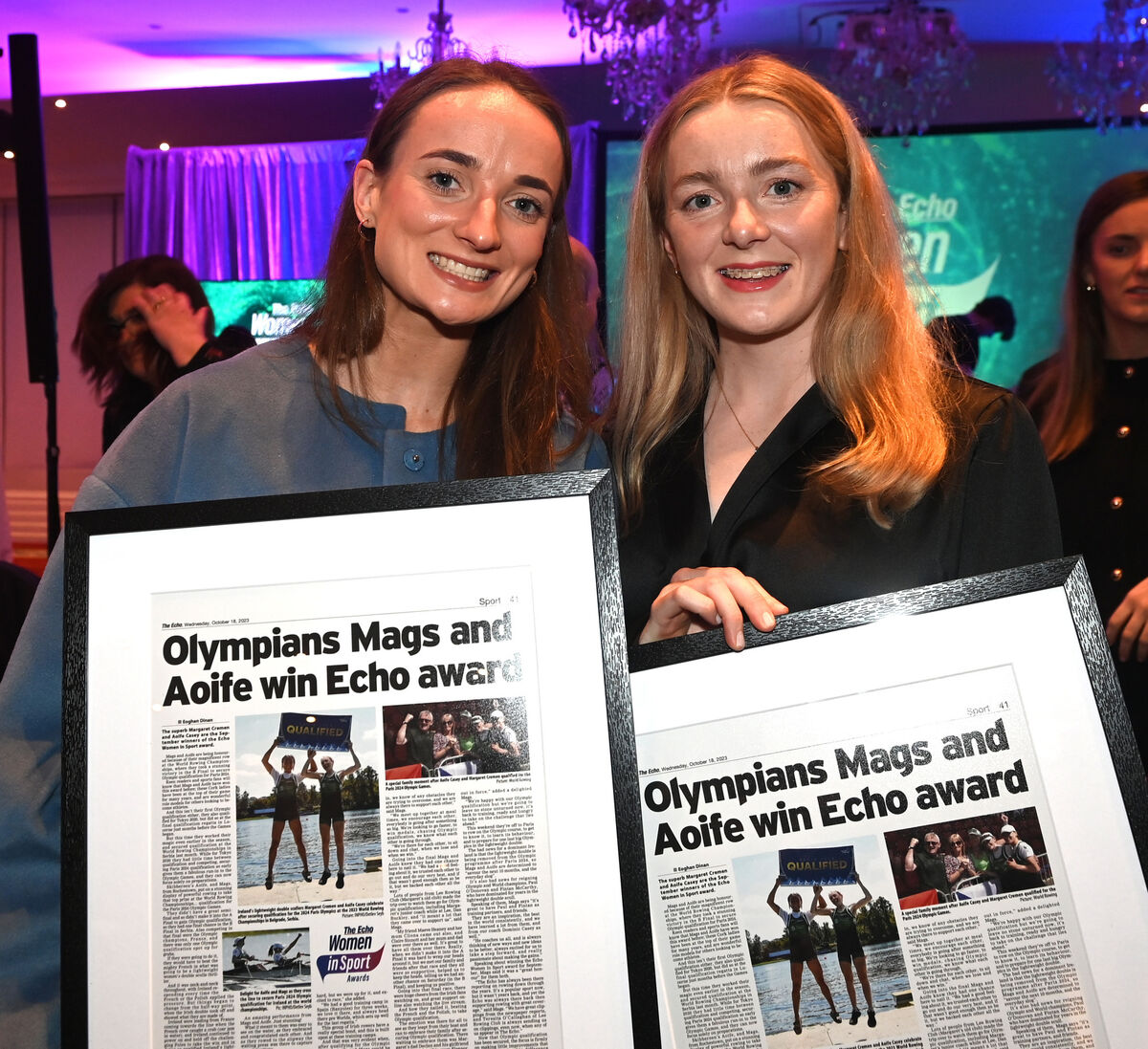 Monthly winners rowers Margaret Cremen and Aoife Casey at The Echo Women In Sport awards at the Metropole Hotel. Picture: Eddie O'Hare. Monthly winners rowers Margaret Cremen and Aoife Casey at The Echo Women In Sport awards at the Metropole Hotel. Picture: Eddie O'Hare.