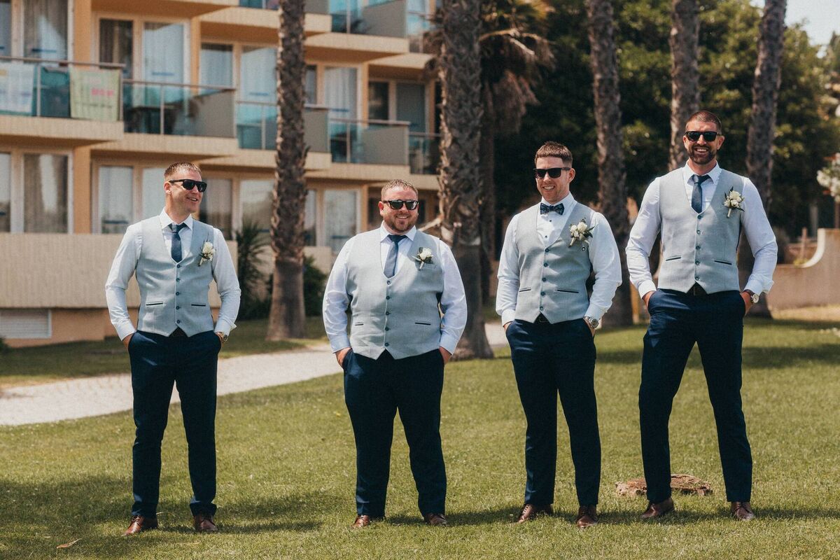 The groom with his best man Steven Gannon, and groomsmen James Lynch and Walden Drake The groom with his best man Steven Gannon, and groomsmen James Lynch and Walden Drake