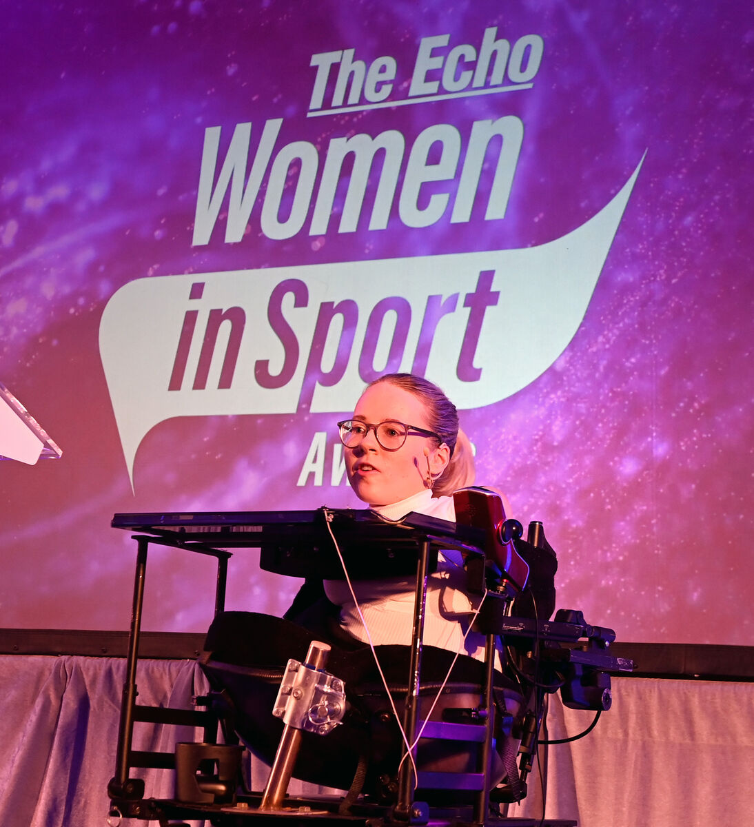 Joanne O'Riordan speaking at The Echo Women in Sport awards. Picture: Eddie O'Hare