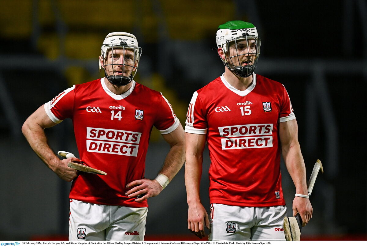 Patrick Horgan and Shane Kingston after the end of Saturday night's game. Picture: Eóin Noonan/Sportsfile