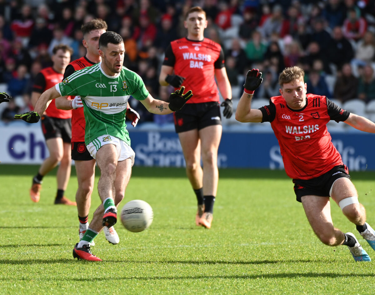 Aghabullogue's David Thompson hammers home a goal against Mitchelstown in the IAFC final last year. Picture: Eddie O'Hare