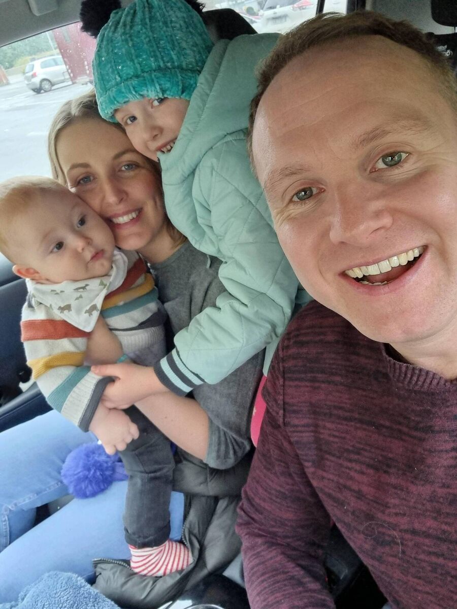 Liam Quaide and Roisin Cuddihy with their children, Bláithín and Rossa.