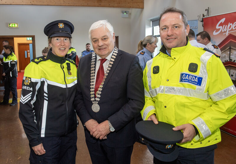 Sgt. Deirdre Toohey, Mayor of County Cork Cllr. Frank O' Flynn and Insp Fergal O'Donovan. Picture Dan Linehan