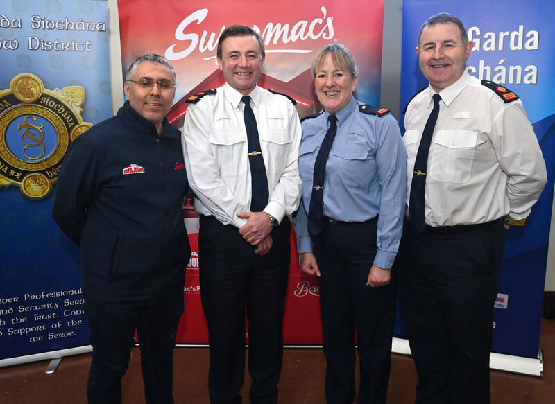  Kamal Liani, Supermac's, Supt Gary McPolin, Insp. Miriam Maguire and Supt. Michael Corbett. Picture Dan Linehan