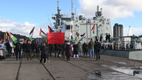 Demonstration against Canadian naval vessel docked in Cork city 