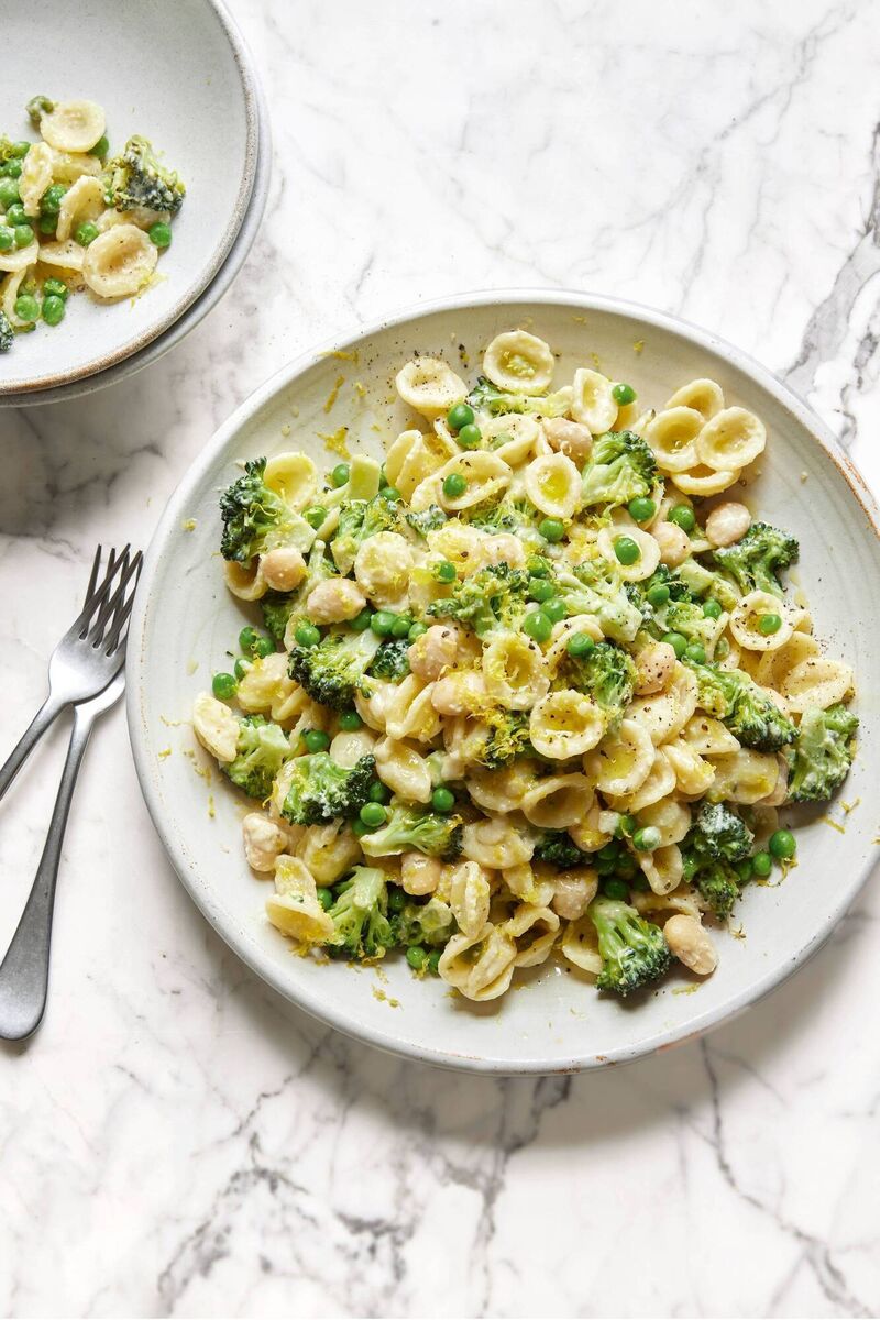 Lemony pea and broccoli pasta from Deliciously Ella: Healthy Made Simple by Ella Mills. Picture credit should read: Clare Winfield/PA.
