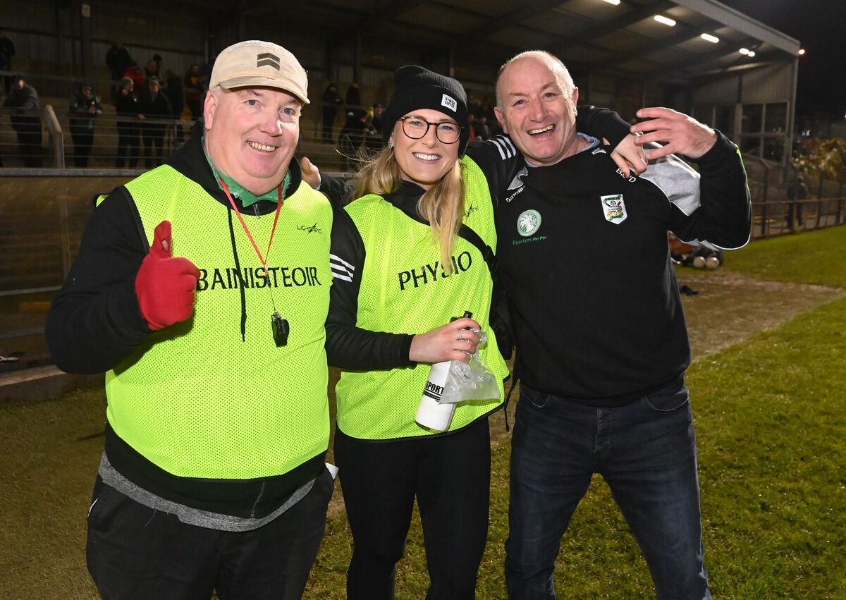 Douglas' Eddie Murphy, physio Katie Nagle and selector Barry O'Donoghue at Páirc Uí Rinn. Picture: Eddie O'Hare