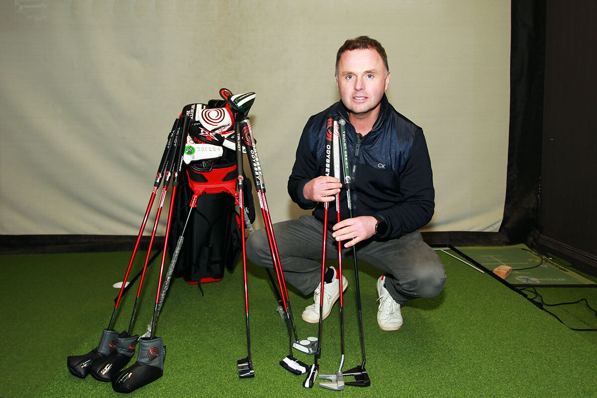 Wayne O'Callaghan with the Odessey putter range at his putting custom fitting studio in Cork Golf Centre. Picture: Niall O'Shea Wayne O'Callaghan with the Odessey putter range at his putting custom fitting studio in Cork Golf Centre. Picture: Niall O'Shea