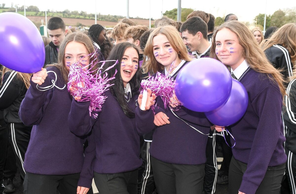  Kayla Kidney, Nina Gronek, Karla Edwards and Isabelle Cashman, looking colourful at the opening of the new Community College in Carrigtwohill. Picture: David Keane.