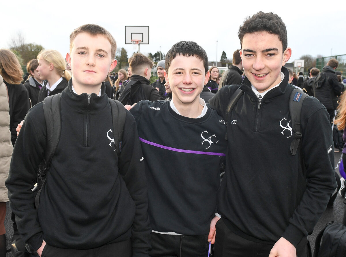 Ross Dorney, Jack Gilley and Fernando Kelly Candil, at the opening of the new Community College in Carrigtwohill, Co Cork. Picture: David Keane.