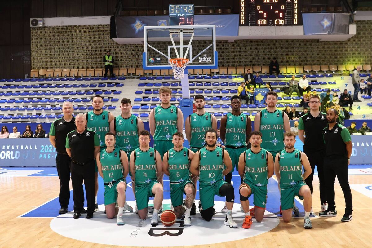 The Ireland basketball team that faced Kosovo.
