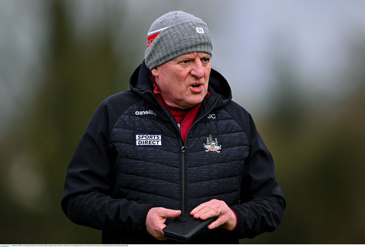 Cork manager John Cleary during the Fermanagh game at St Joseph’s Park in Ederney, Fermanagh. Picture: Ben McShane/Sportsfile Cork manager John Cleary during the Fermanagh game at St Joseph’s Park in Ederney, Fermanagh. Picture: Ben McShane/Sportsfile