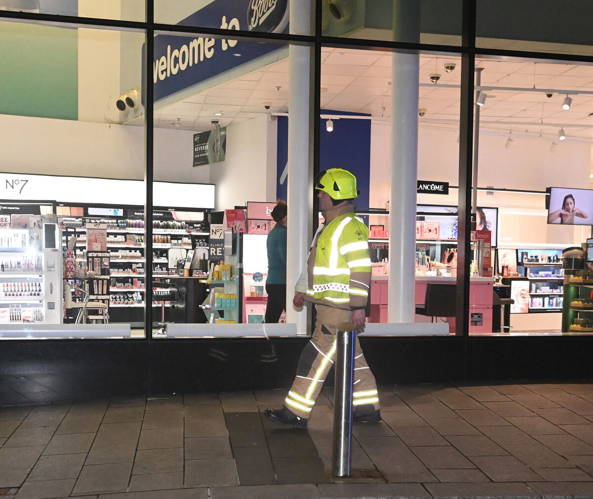 Fire brigade personnel at Boots on Half Moon St yesterday. Picture: Eddie O'Hare Fire brigade personnel at Boots on Half Moon St yesterday. Picture: Eddie O'Hare