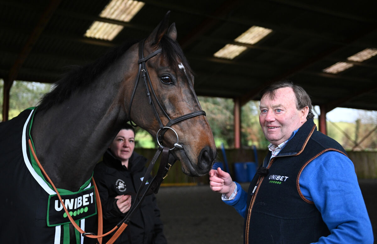 Constitution Hill with Nicky Henderson at his stables Seven Barrows in Lambourn.