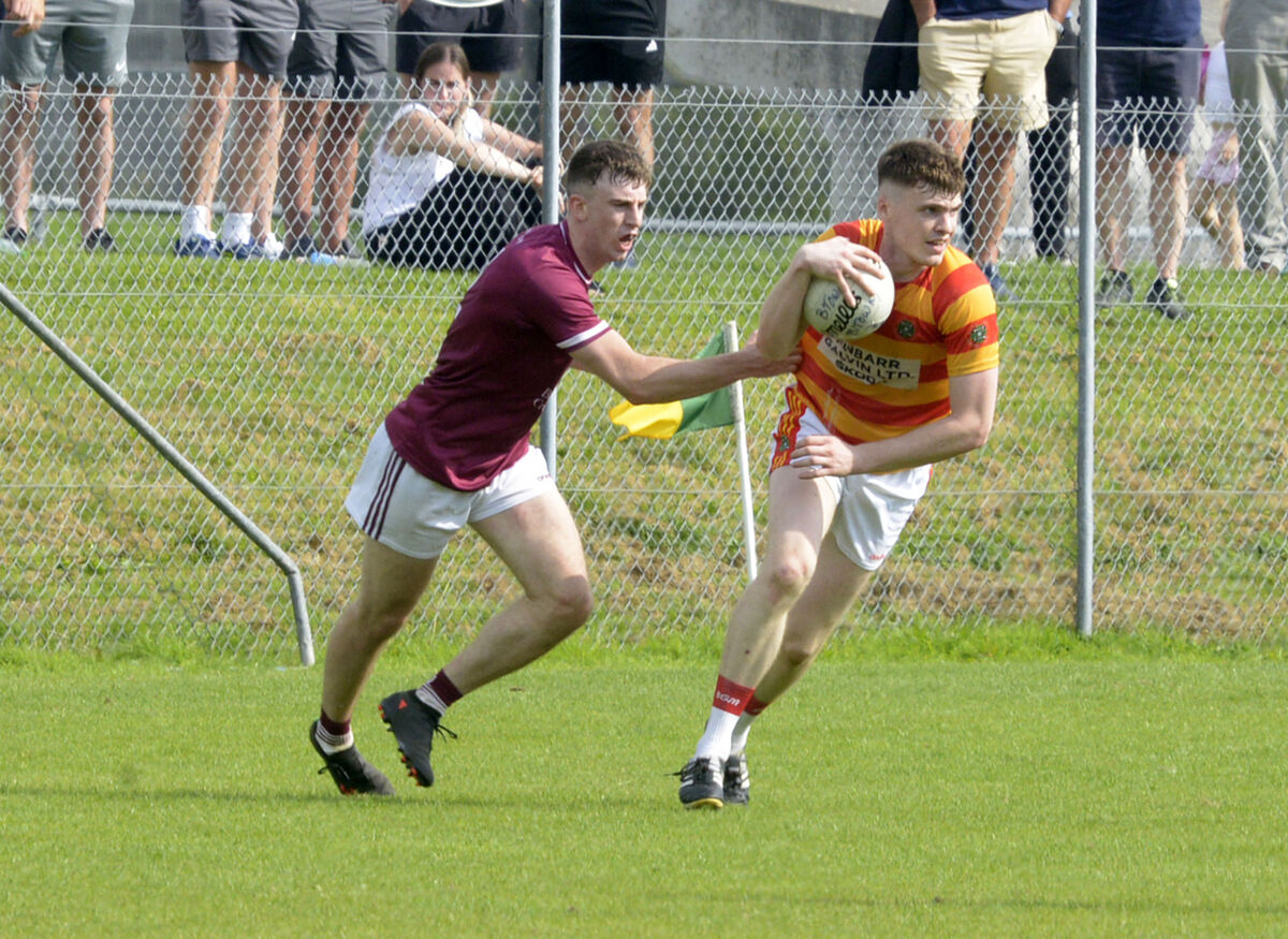 Newcestown's David Buckley in action against Bishopstown in the SAFC at Cloughduv last year. Picture: Denis Boyle