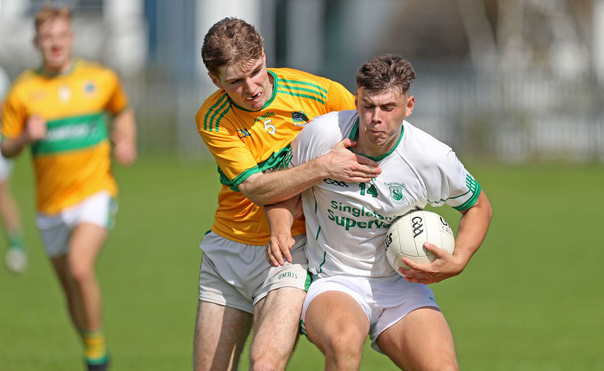  Brandon Hornibrook of St Vincent's moves away from Glanmire's Olan Kelleher during their IAFC clash in Mayfield last year. Picture: Jim Coughlan