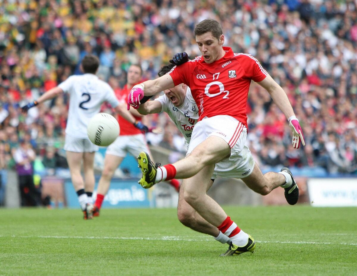 Cork's Daniel Goulding shoots for goal as he is challenged by John Doyle of Kildare during the 2012 All-Ireland SFC quarter-final at Croke Park. Picture: Inpho/Colm O'Neill