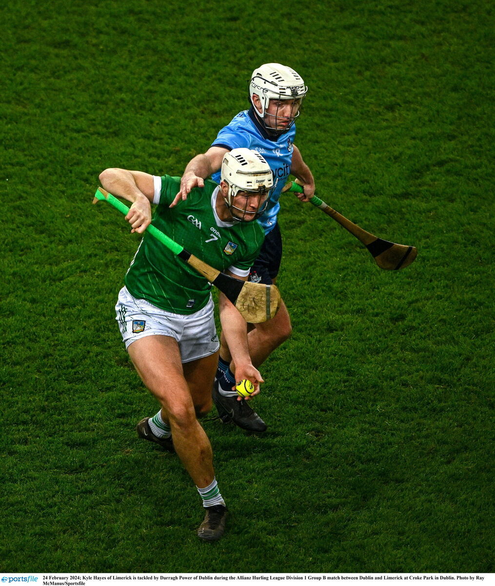 Kyle Hayes of Limerick is tackled by Darragh Power of Dublin at Croke Park. Picture: Ray McManus/Sportsfile Kyle Hayes of Limerick is tackled by Darragh Power of Dublin at Croke Park. Picture: Ray McManus/Sportsfile