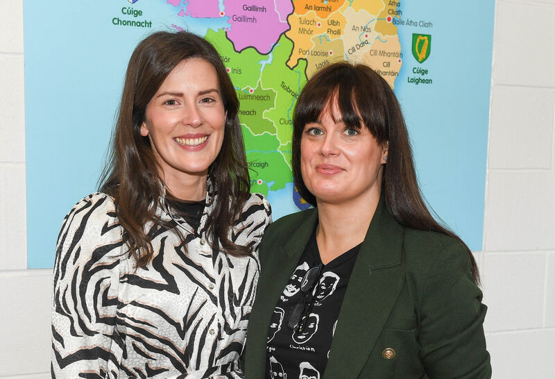  Teachers Niamh Ni Shuilleabhain and Lisa Ni Theimhneain, on duty at the 30th anniversary celebrations of Gaelscoil an Ghoirt Alainn in Montenotte.Picture: David Keane.