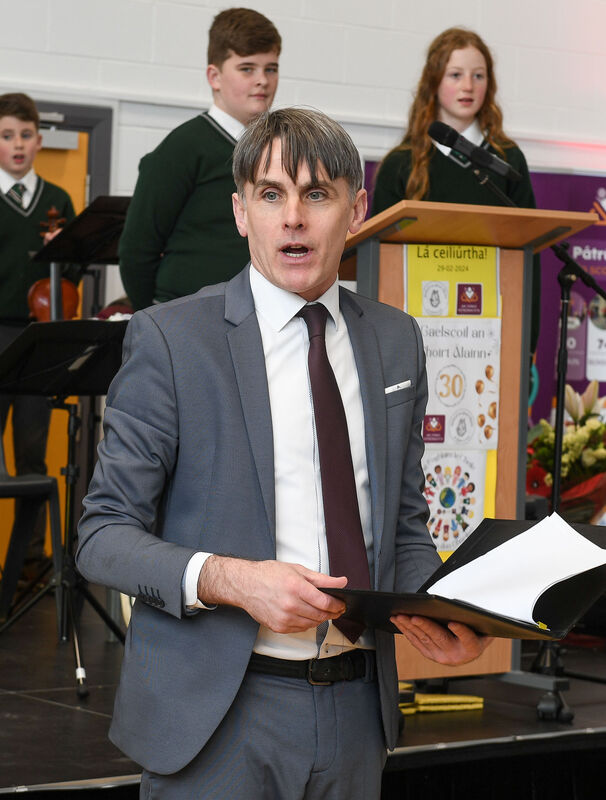  Príomhoide Deaglán Ó Deargáin, speaking at the 30th anniversary celebrations of Gaelscoil an Ghoirt Alainn in Montenotte.Picture: David Keane.