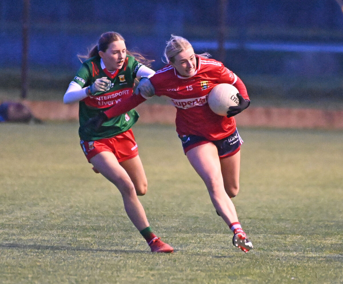 Cork's Daire Kiely is tackled by Mayo's Ciara Durkin during their Lidl NFL clash at SuperValu Pairc Ui Chaoimh 4G pitch. Picture: Eddie O'Har Cork's Daire Kiely is tackled by Mayo's Ciara Durkin during their Lidl NFL clash at SuperValu Pairc Ui Chaoimh 4G pitch. Picture: Eddie O'Har