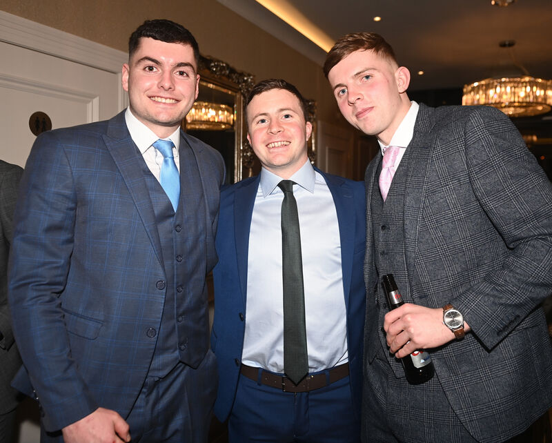 Kieran Walsh, Daniel Kearney and Ben Nodwell at the Sarsfields hurling and camogie victory dinner at the Vienna Woods Hotel. Picture: Eddie O'Hare Kieran Walsh, Daniel Kearney and Ben Nodwell at the Sarsfields hurling and camogie victory dinner at the Vienna Woods Hotel. Picture: Eddie O'Hare