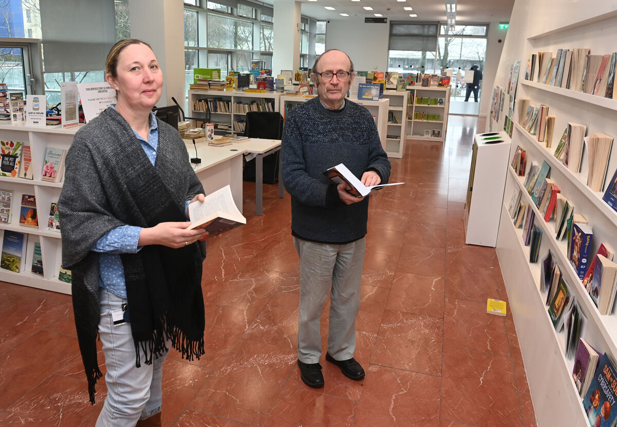 Kieran Wyse, library assistant with Deirdre Cronin , senior library assistant at the Cork county library at Carrigrohane straight. Picture; Eddie O'Hare