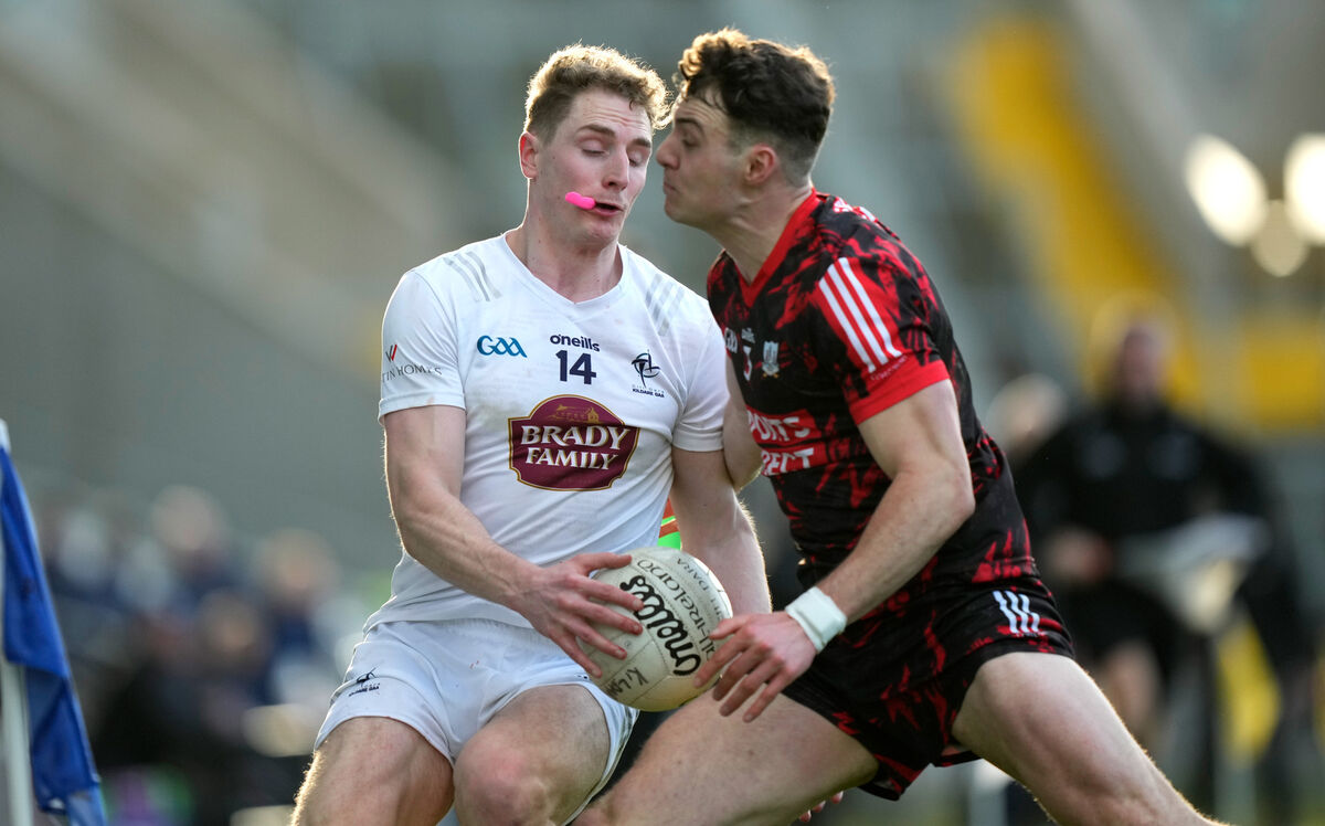 Daniel Flynn of Kildare and Daniel O’Mahoney of Cork battling on Sunday. Picture: INPHO/James Lawlor Daniel Flynn of Kildare and Daniel O’Mahoney of Cork battling on Sunday. Picture: INPHO/James Lawlor