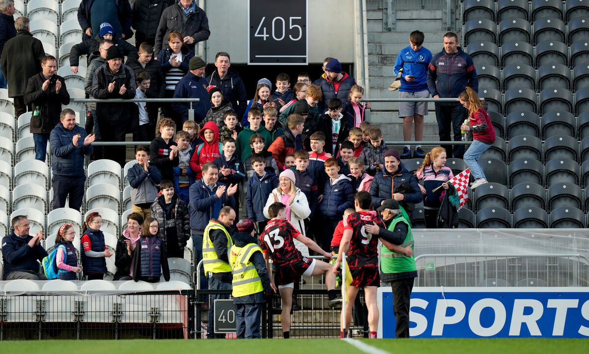 Chris Óg Jones and Colm O’Callaghan with fans after the win over Kildare in SuperValu Páirc Uí Chaoimh. Picture: INPHO/James Lawlor Chris Óg Jones and Colm O’Callaghan with fans after the win over Kildare in SuperValu Páirc Uí Chaoimh. Picture: INPHO/James Lawlor
