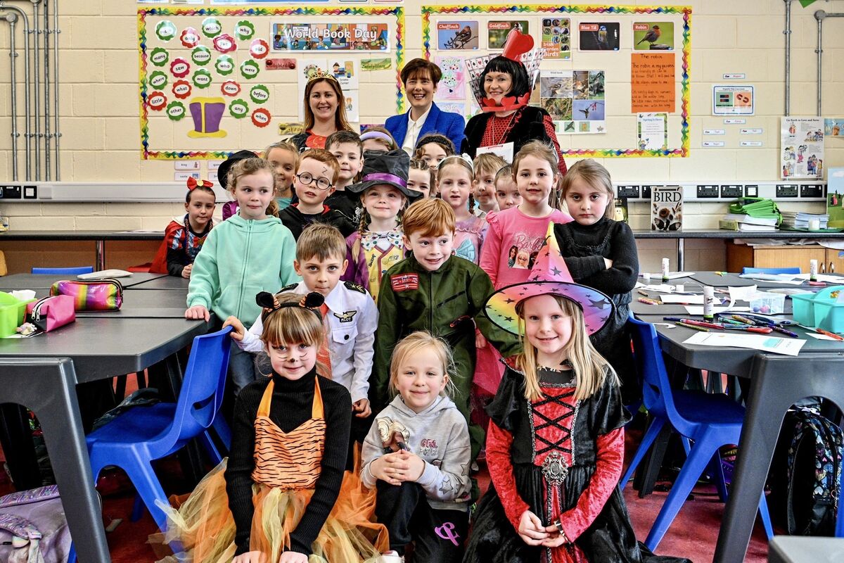 Pupils enjoying the Minister of Education, Norma Foley’s visit to the school to coincide with World Book Day. Picture Chani Anderson