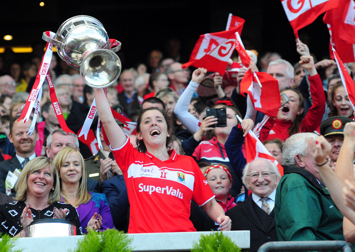 Cork captain Ciara O'Sullivan raises the Brendan Martin trophy after defeating Dublin in 2016. Picture: Eddie O'Hare Cork captain Ciara O'Sullivan raises the Brendan Martin trophy after defeating Dublin in 2016. Picture: Eddie O'Hare