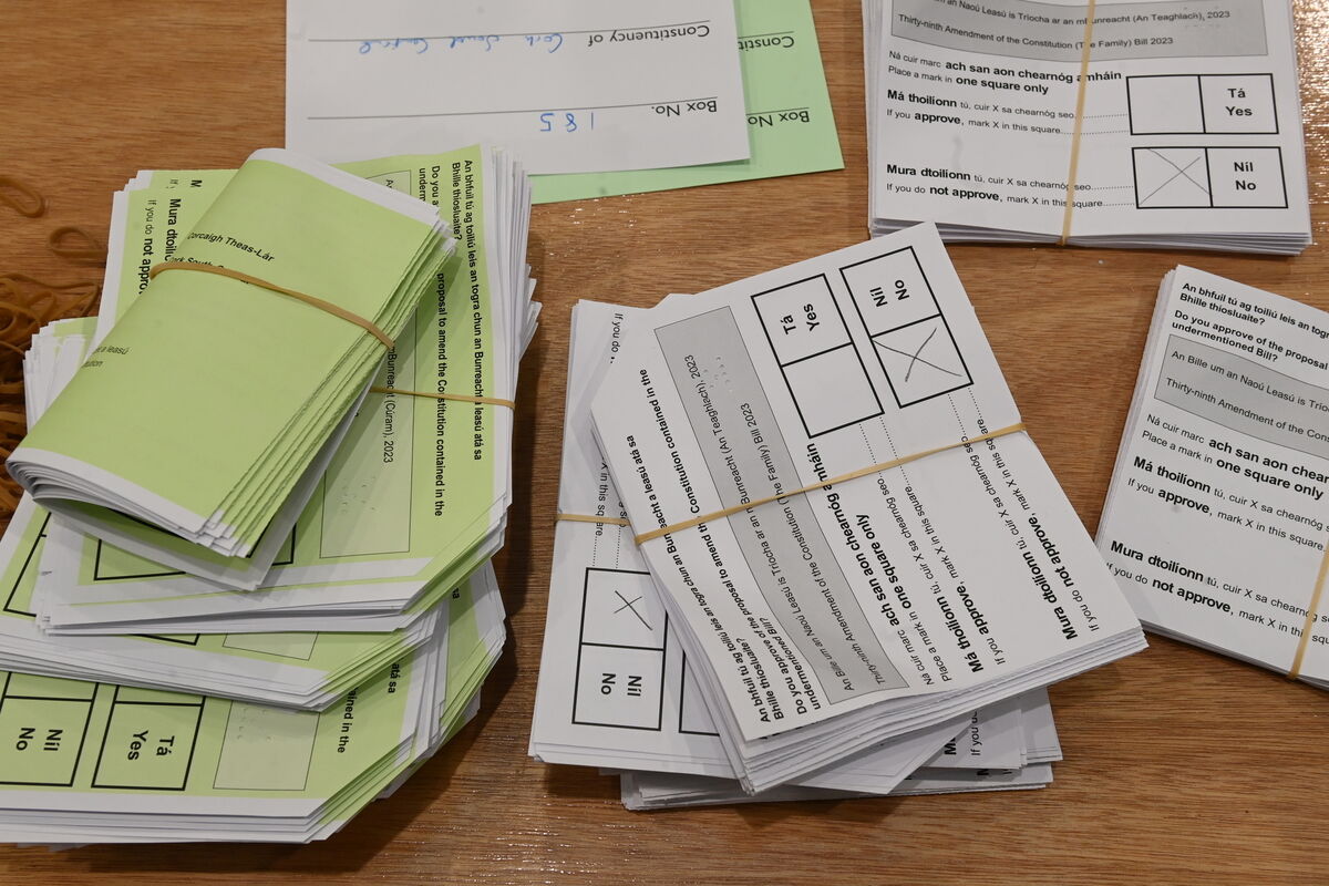 Ballot papers at the count centre in Nemo Rangers.  Pic: Larry Cummins 