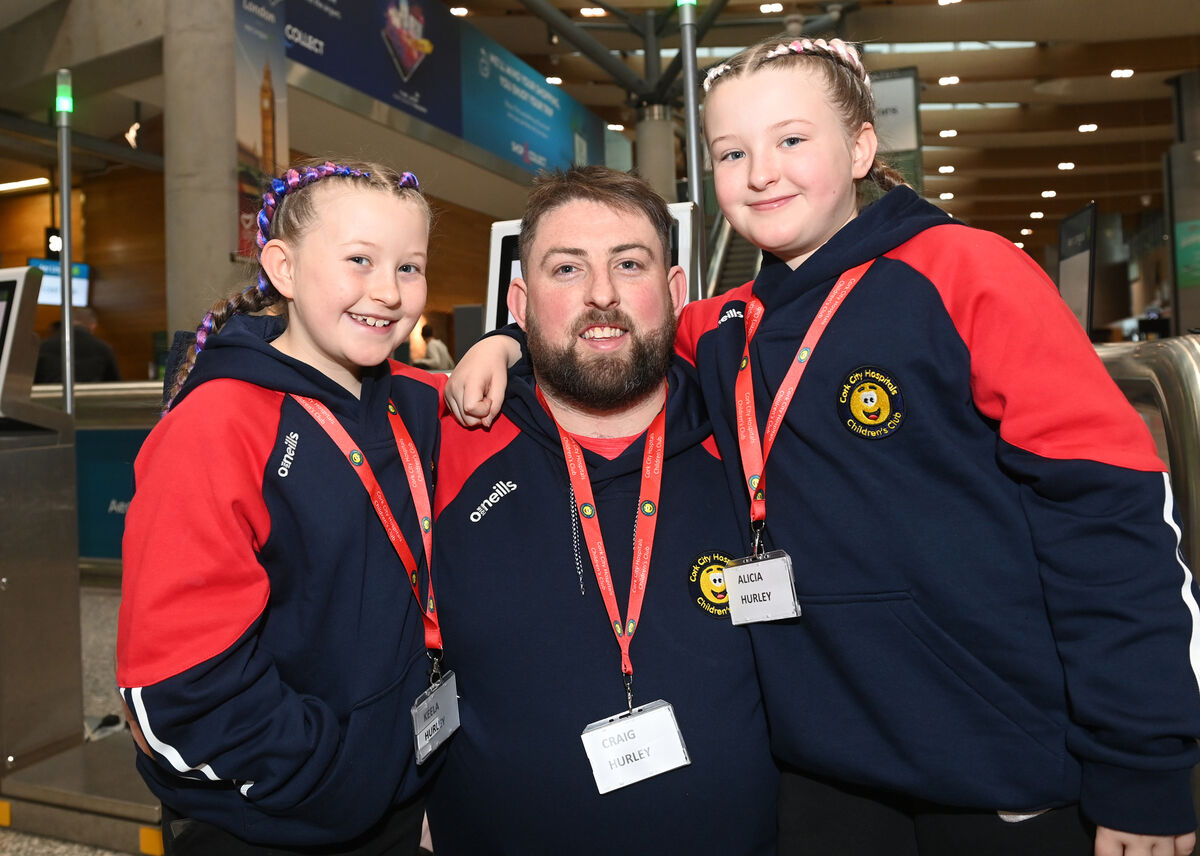 Craig Hurley, The Glen travelling with daughters Keela and Ali with very special 'hairdos' for the trip at Cork Airport before departure. Pic Larry Cummins. Craig Hurley, The Glen travelling with daughters Keela and Ali with very special 'hairdos' for the trip at Cork Airport before departure. Pic Larry Cummins.