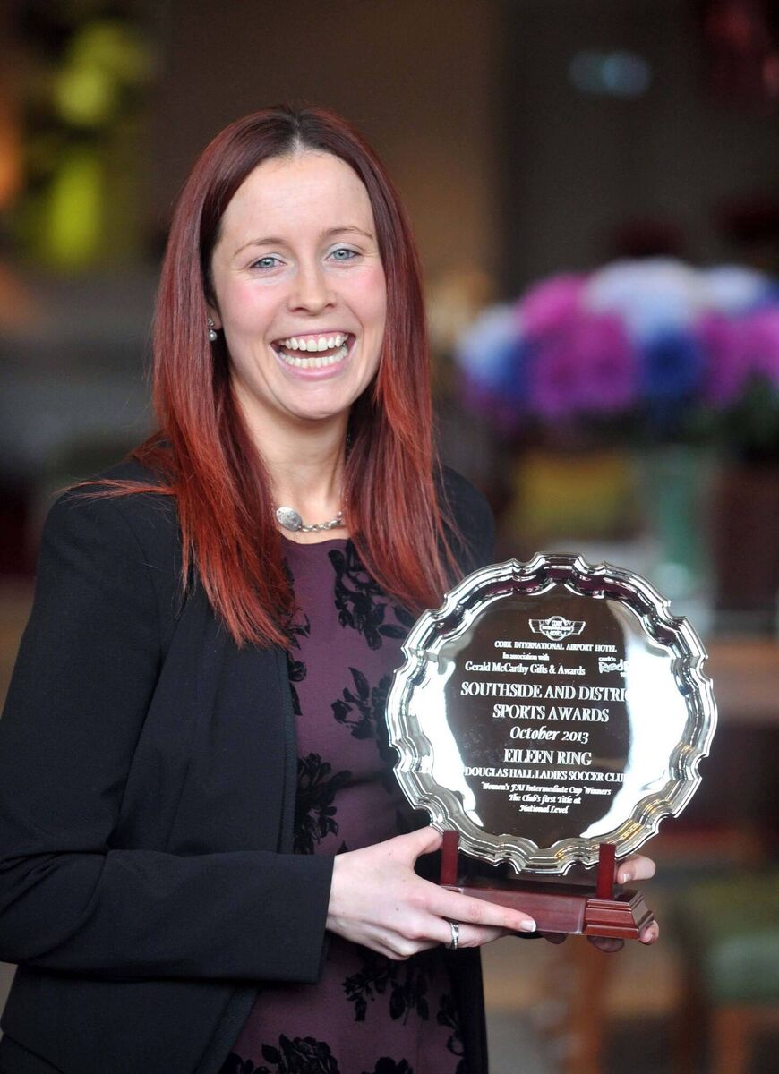 Eileen Ring with a Southside &amp; District Sports Award during her time with Douglas Hall. Picture: Denis Minihane.