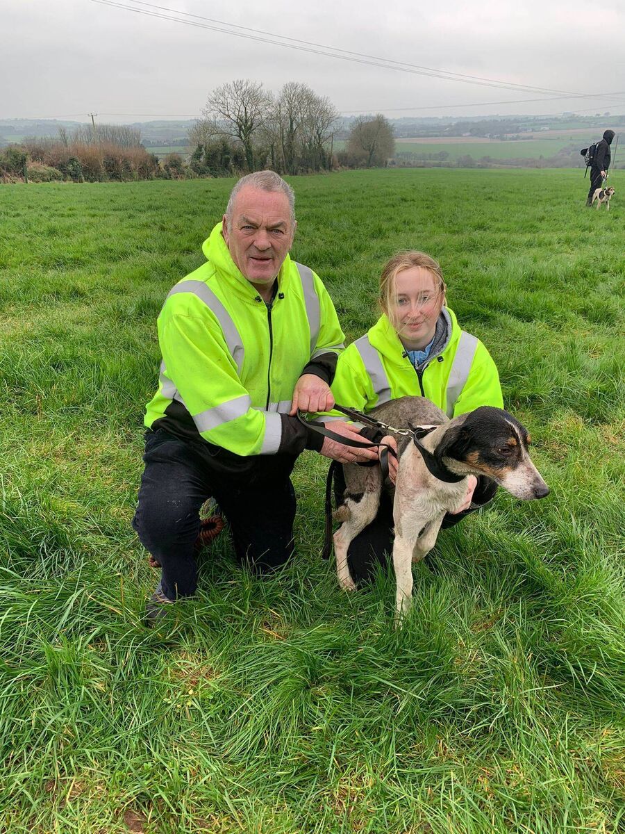 Cork Draghunting: Barry and Chloe O'Keeffe with Riley of Shanakiel Harriers, the winner of the Mayfield Senior Draghunt.  Cork Draghunting: Barry and Chloe O'Keeffe with Riley of Shanakiel Harriers, the winner of the Mayfield Senior Draghunt.