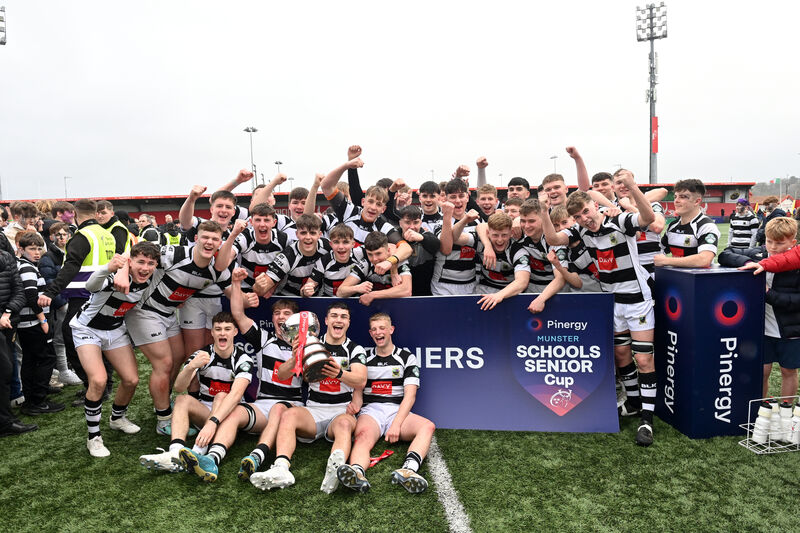 The PBC team celebrate their victory over CBC in the Pinergy Munster Schools Senior Cup final at Virgin Media Park, Cork. Picture Dan Linehan The PBC team celebrate their victory over CBC in the Pinergy Munster Schools Senior Cup final at Virgin Media Park, Cork. Picture Dan Linehan