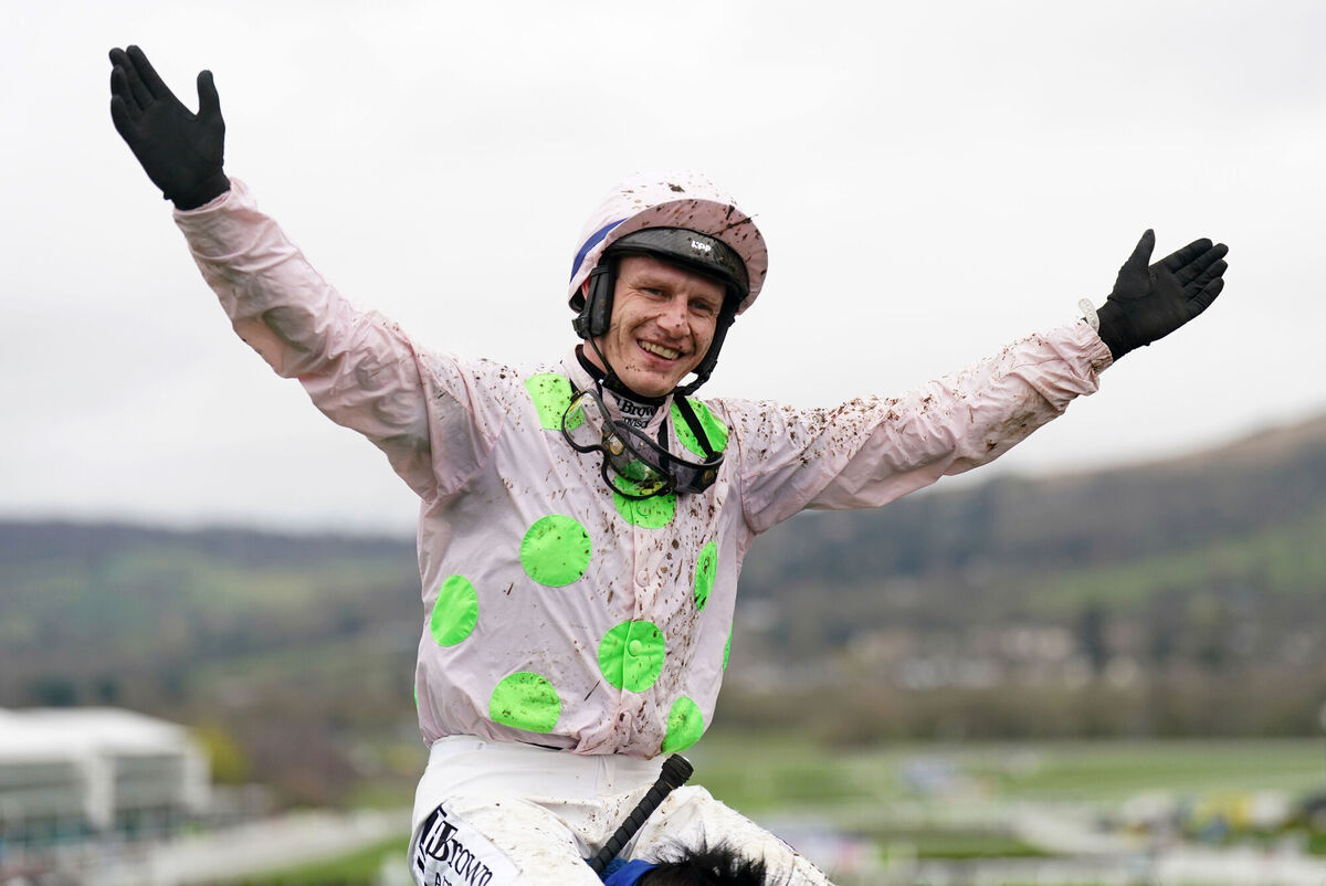Paul Townend aboard Gaelic Warrior after winning the My Pension Expert Arkle Challenge Trophy Novices' Chase on day one of the 2024 Cheltenham Festival at Cheltenham Racecourse. 