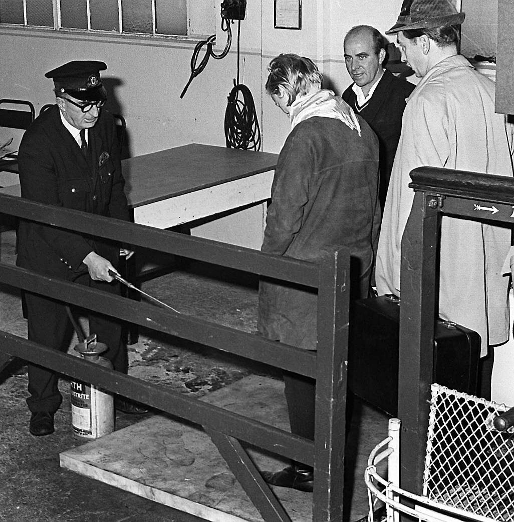 Foot and mouth precautions on the Innisfallen on December 6, 1967. Foot and mouth precautions on the Innisfallen on December 6, 1967.