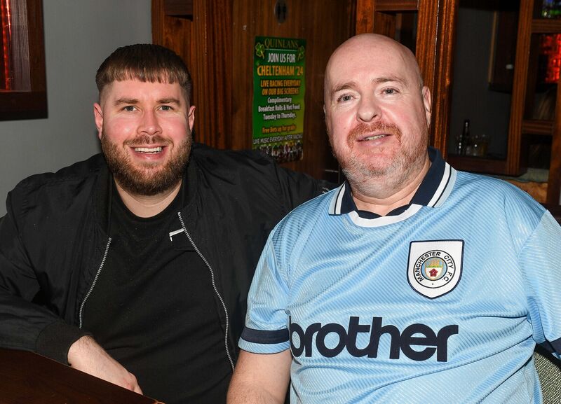 Jason O'Donovan and Alan Reilly, enjoying the Cheltenham racing festival at Quinlan's Bar in Blackpool. Picture: David Keane. Jason O'Donovan and Alan Reilly, enjoying the Cheltenham racing festival at Quinlan's Bar in Blackpool. Picture: David Keane.