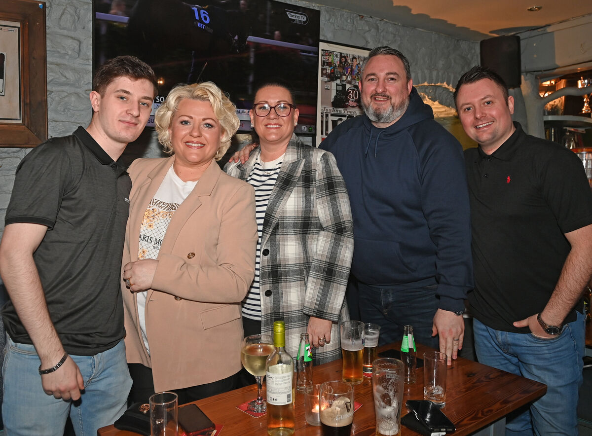 Marc Barry, Aisling McCarthy, Joy Barry, Shane McCarthy and Michael Heaphy watching the races at The Joshua Tree. Picture: Eddie O'Hare