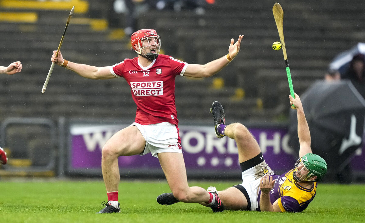 Brian Hayes of Cork reacts to a foul against Wexford. Picture: INPHO/James Lawlor