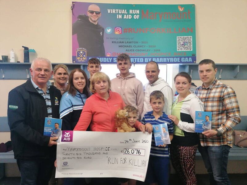 The Lawton family at Barryroe GAA Club, where it was revealed that the fundraiser in aid of Killian Lawton had generated €26,076. The Lawton family at Barryroe GAA Club, where it was revealed that the fundraiser in aid of Killian Lawton had generated €26,076.