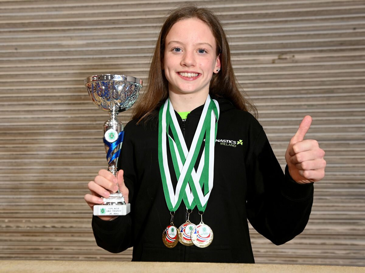 Mimi Moloney of Douglas Gymnastics club who competed for Ireland at the junior Unni and Haralds trophy competition in Olso, Norway over the weekend , winning medals in floor, vault and bar, all round junior champion and silver with the Irish team. Picture; Eddie O'Hare Mimi Moloney of Douglas Gymnastics club who competed for Ireland at the junior Unni and Haralds trophy competition in Olso, Norway over the weekend , winning medals in floor, vault and bar, all round junior champion and silver with the Irish team. Picture; Eddie O'Hare