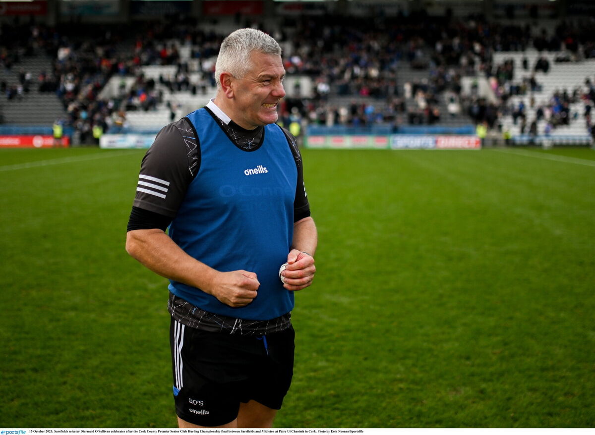 Diarmuid O'Sullivan celebrates after Sarfields' win over Midleton in last year's Co-op SuperStores Cork Premier SHC final. Picture: Eóin Noonan/Sportsfile Diarmuid O'Sullivan celebrates after Sarfields' win over Midleton in last year's Co-op SuperStores Cork Premier SHC final. Picture: Eóin Noonan/Sportsfile