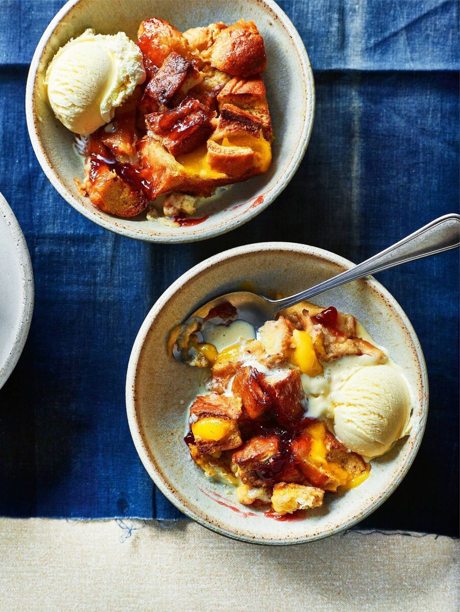 Leftover doughnut bread and butter pudding from The Skint Cook by Ian Bursnall.