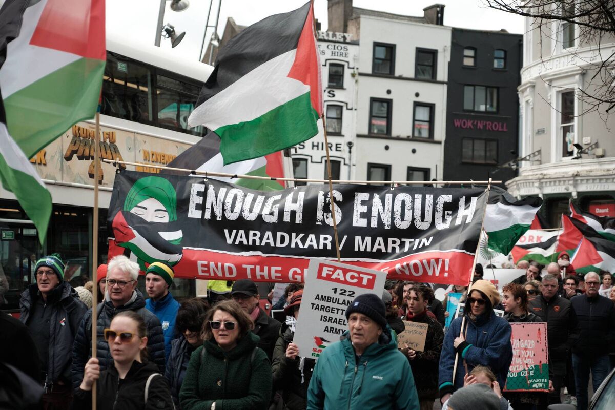 The message from the protestors was clear and unequivocal. Credit: Cork Palestine Solidarity Campaign.