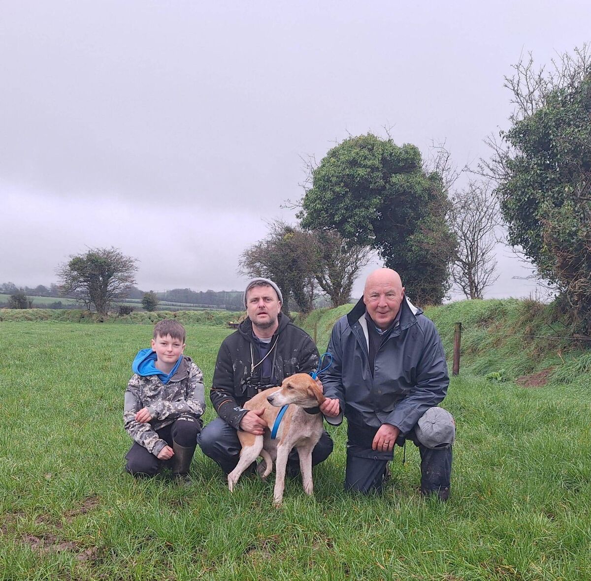 Tristan Herlihy with Huntsman's Sunshine of Kerry Pike/Fair Hill Harriers, winner of the Michael and Noreen Senior Maiden Draghunt at Whitechurch, with Jayden Herlihy and Timmy O'Callaghan.